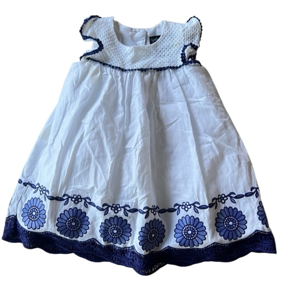 Cynthia Rowley, little girls white and blue dress US 12 months excellent cond - Picture 1 of 10